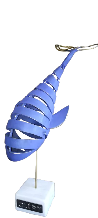 Phalaïna bronze patiné bleu Klein sculpture en bronze Pascal Cléry sculpture.