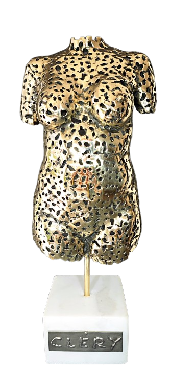 Manik en bronze dorée. Pascal Cléry sculpture.