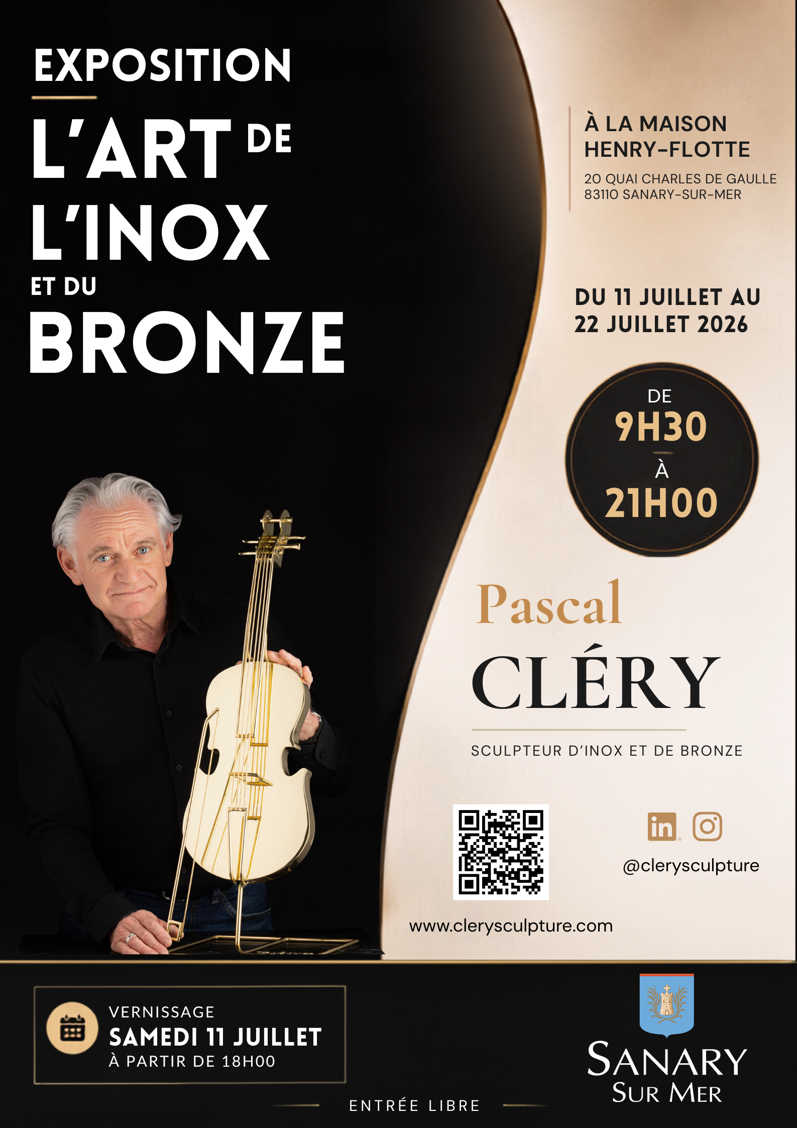 exposition sanary sur mer Pascal Clery sculpture d'inox et de bronze